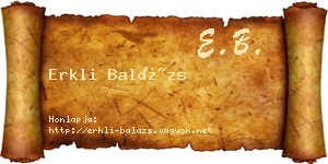 Erkli Balázs névjegykártya